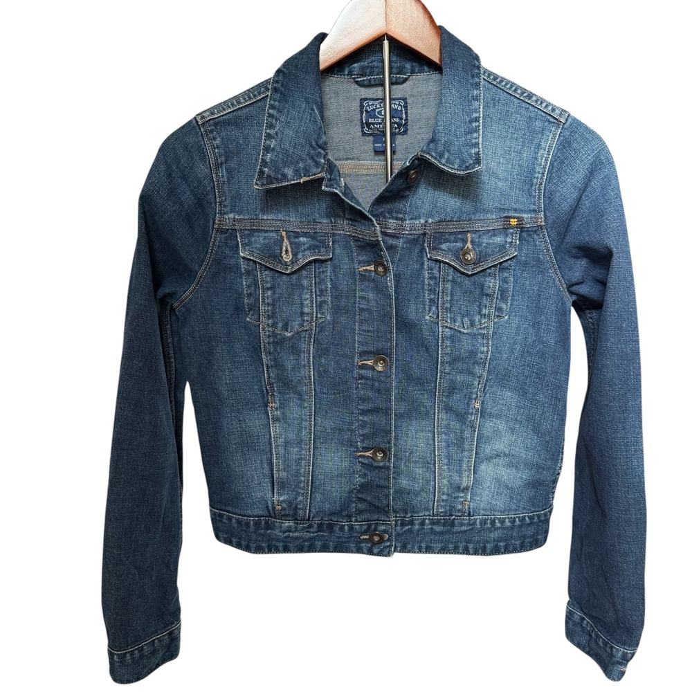 Lucky Brand Pixie Denim Jacket Medium Blue Jean Jacket Classic Button Front